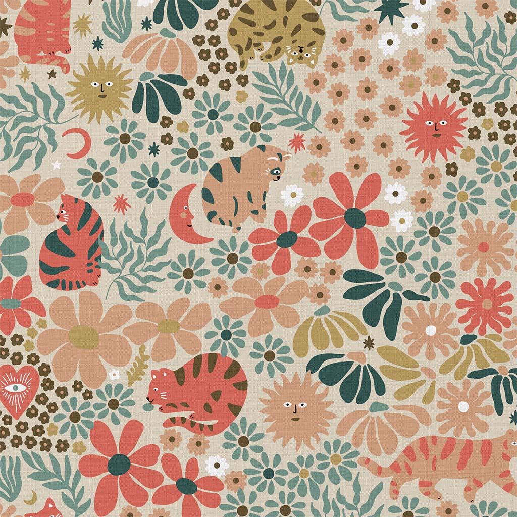 Toile de coton Cat Corail