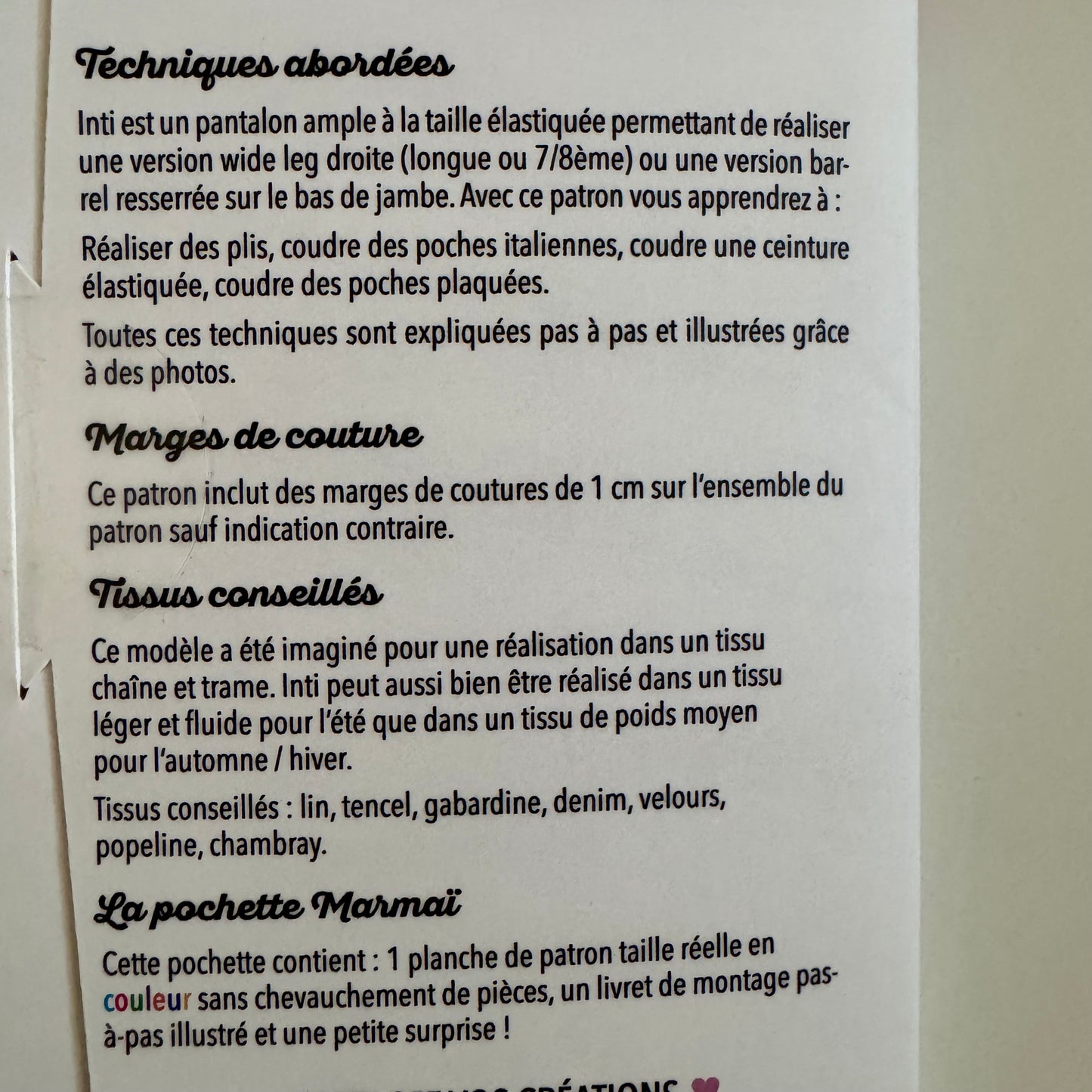 Marmaï - Pantalon Inti ADULTES