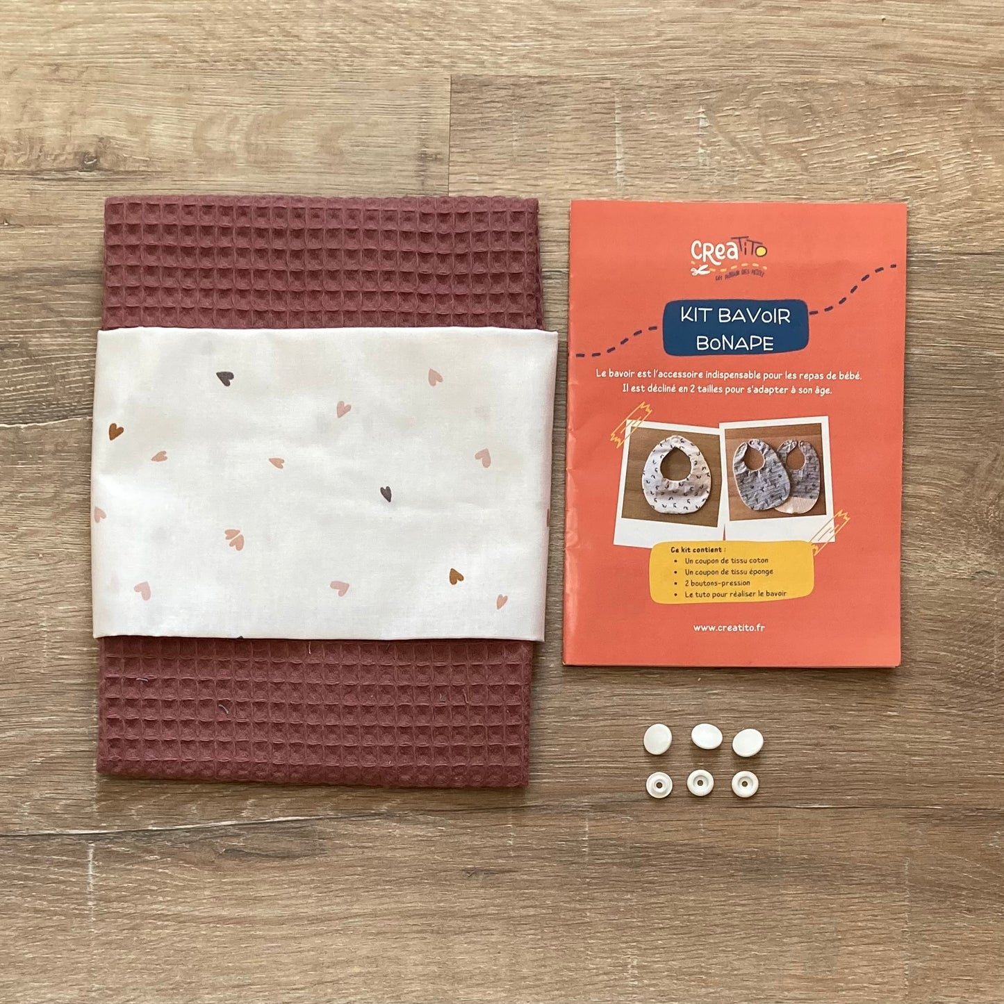 KIT bavoir Bonape Ptits Coeurs rose/rose