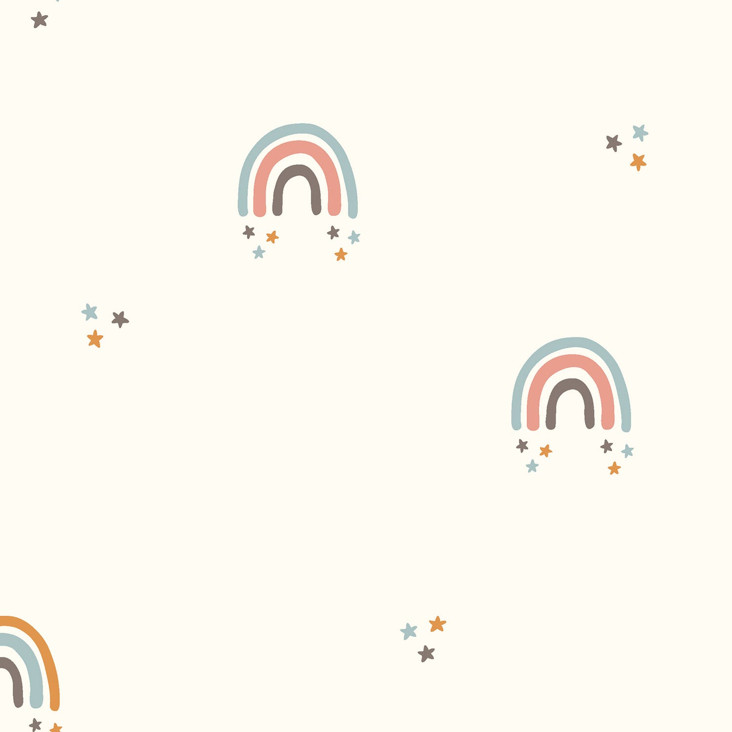 Popeline de coton Arc en Ciel Etoiles