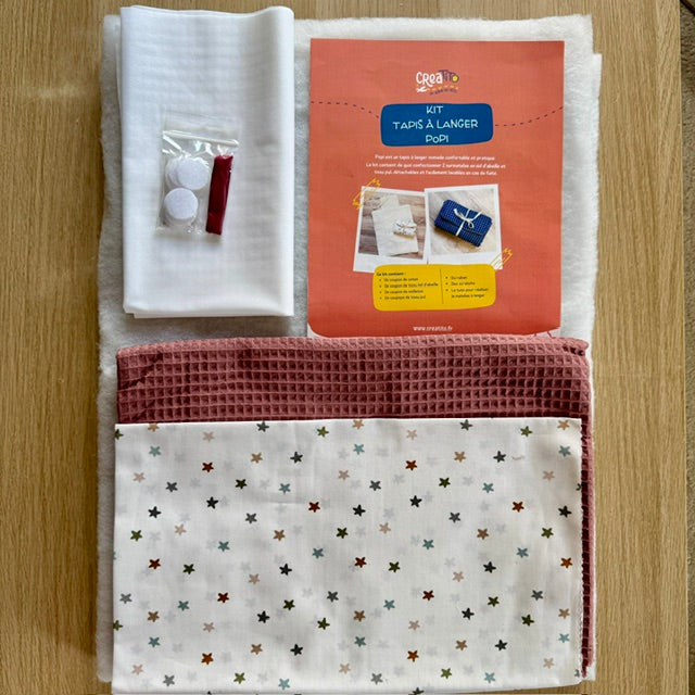 KIT Tapis à langer nomade Popi Etoiles/Vieux rose