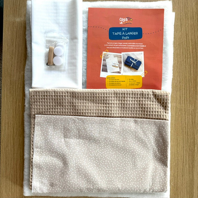 KIT Tapis à langer nomade Popi Pois Beige