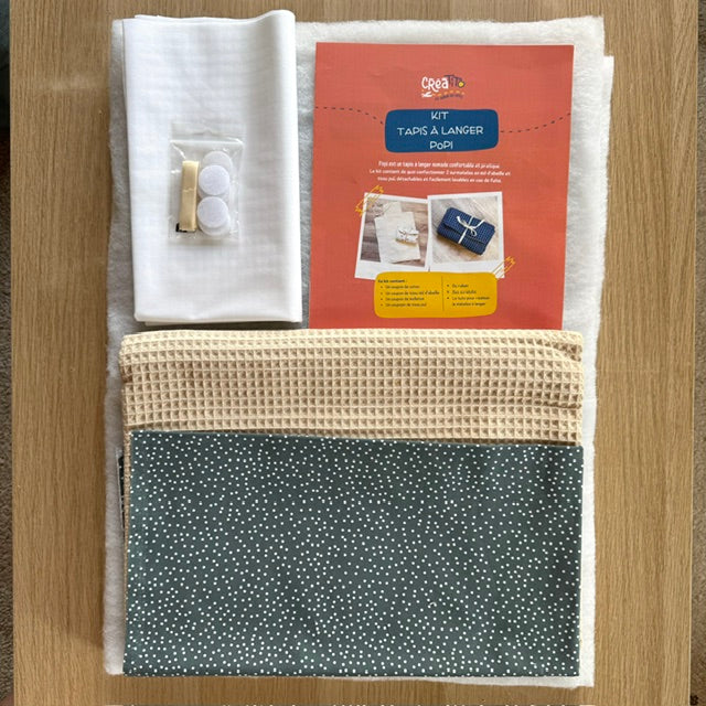 KIT Tapis à langer nomade Popi Pois Pétrole